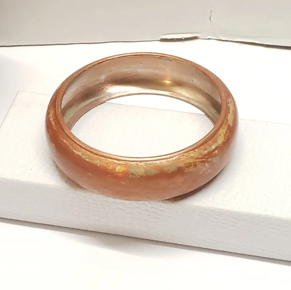 Hand Painted MRS Bronze Distressed Bangle Bracelet Vintage Style